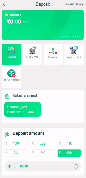 Yaarwin Game Deposit