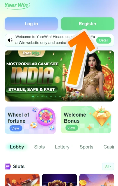 Click on the register button